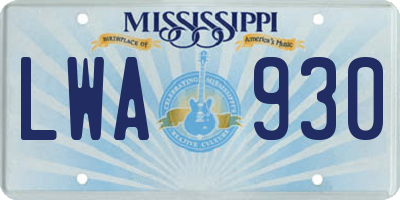 MS license plate LWA930