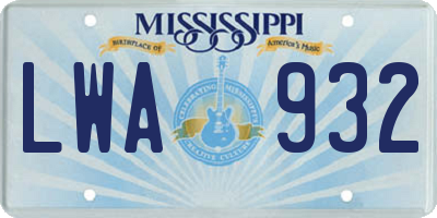 MS license plate LWA932