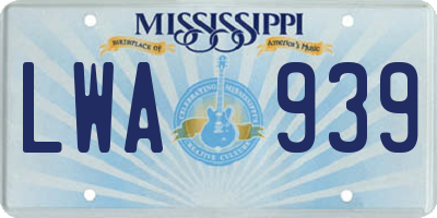 MS license plate LWA939