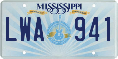 MS license plate LWA941