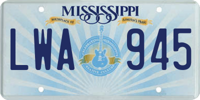 MS license plate LWA945