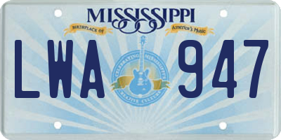 MS license plate LWA947