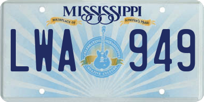 MS license plate LWA949
