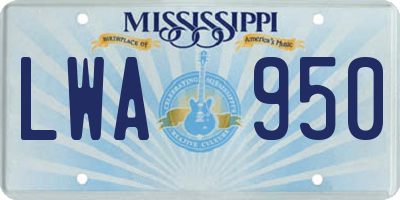 MS license plate LWA950