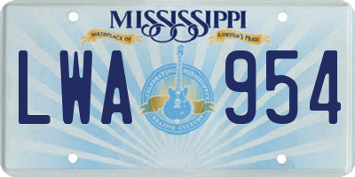 MS license plate LWA954