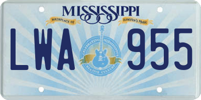 MS license plate LWA955