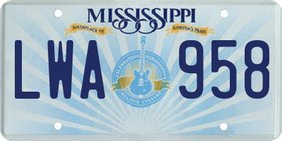 MS license plate LWA958