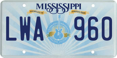 MS license plate LWA960