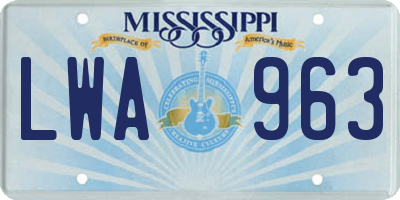 MS license plate LWA963