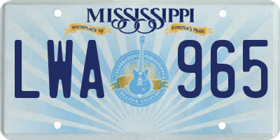 MS license plate LWA965