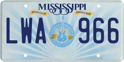 MS license plate LWA966