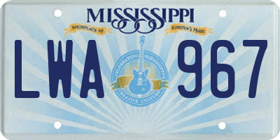 MS license plate LWA967