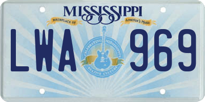 MS license plate LWA969