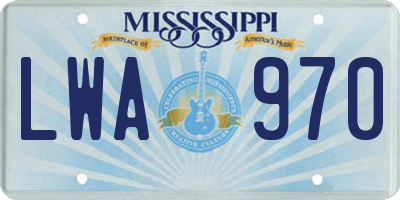 MS license plate LWA970