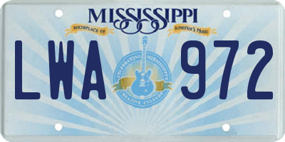 MS license plate LWA972