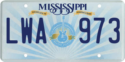 MS license plate LWA973