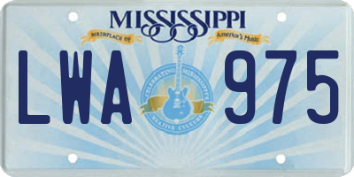MS license plate LWA975