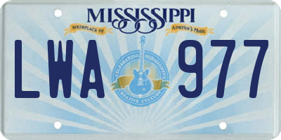 MS license plate LWA977