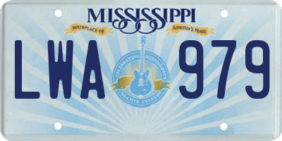 MS license plate LWA979