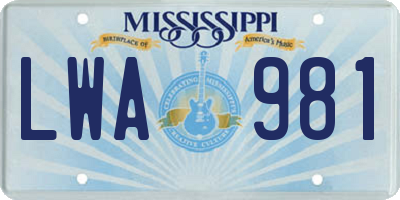 MS license plate LWA981