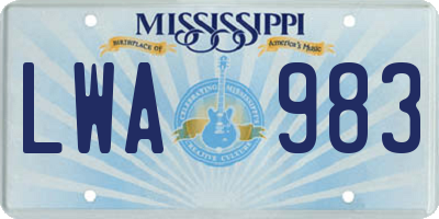 MS license plate LWA983