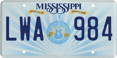 MS license plate LWA984
