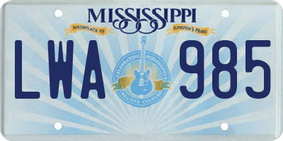 MS license plate LWA985