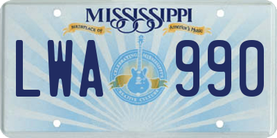 MS license plate LWA990