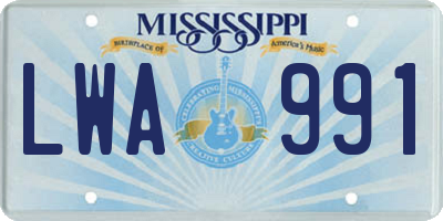 MS license plate LWA991