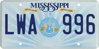 MS license plate LWA996