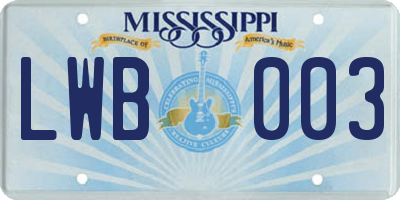 MS license plate LWB003