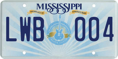 MS license plate LWB004