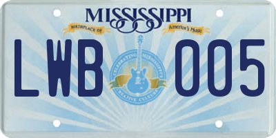 MS license plate LWB005