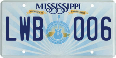 MS license plate LWB006