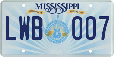 MS license plate LWB007