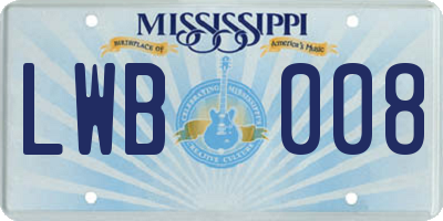 MS license plate LWB008