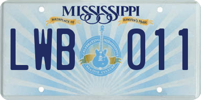MS license plate LWB011