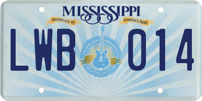 MS license plate LWB014