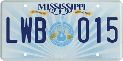 MS license plate LWB015