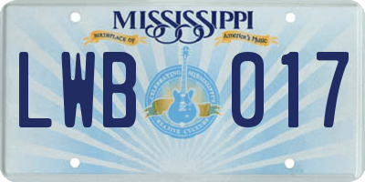MS license plate LWB017