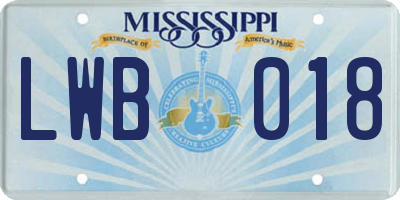 MS license plate LWB018