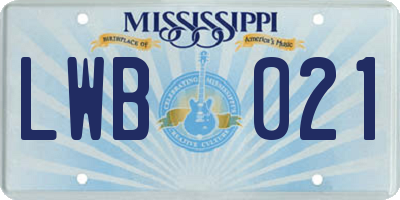 MS license plate LWB021