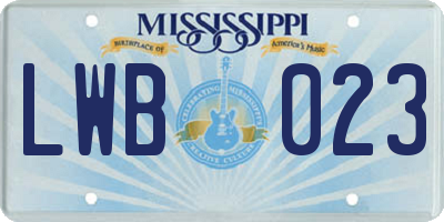MS license plate LWB023