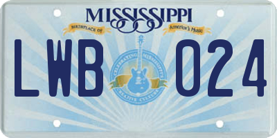 MS license plate LWB024