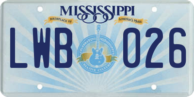 MS license plate LWB026