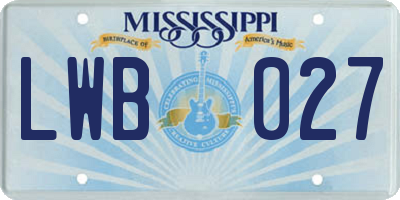 MS license plate LWB027