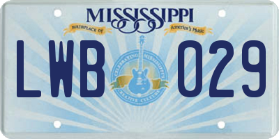 MS license plate LWB029