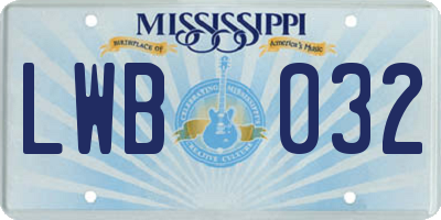 MS license plate LWB032