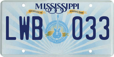 MS license plate LWB033