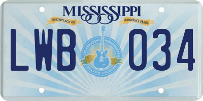MS license plate LWB034